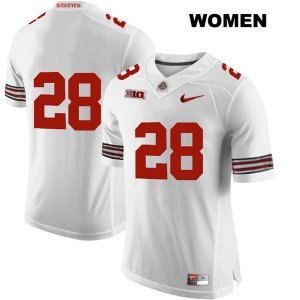 Women's NCAA Ohio State Buckeyes Dominic DiMaccio #28 College Stitched No Name Authentic Nike White Football Jersey VG20X64JM